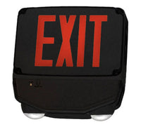 Wet Location Combo LED Exit Sign And Emergency Light - Choose White or Black Housing Color, with Red or Green Lettering - With 90 Minute Battery Back-Up