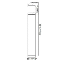 LED Bollard Light with Louver Reflector and Dome Head - Watt Selectable 12/16/22W - Color Selectable 30K/40K/50K - Bronze Finish