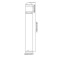 LED Bollard Light with Louver Reflector and Dome Head - Watt Selectable 12/16/22W - Color Selectable 30K/40K/50K - Bronze Finish