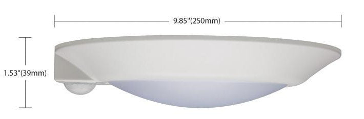 10 Inch LED Dome Light with Motion Sensor - 12 Watt - 1000 Lumens - Color Selectable 30K/40K/50K - 120V - Dimmable - White