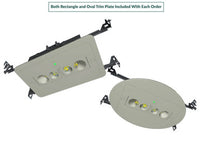 Recessed Emergency Downlight - White Finish With 90 Minute Battery Back-Up - Oval and rectangle trim plates included
