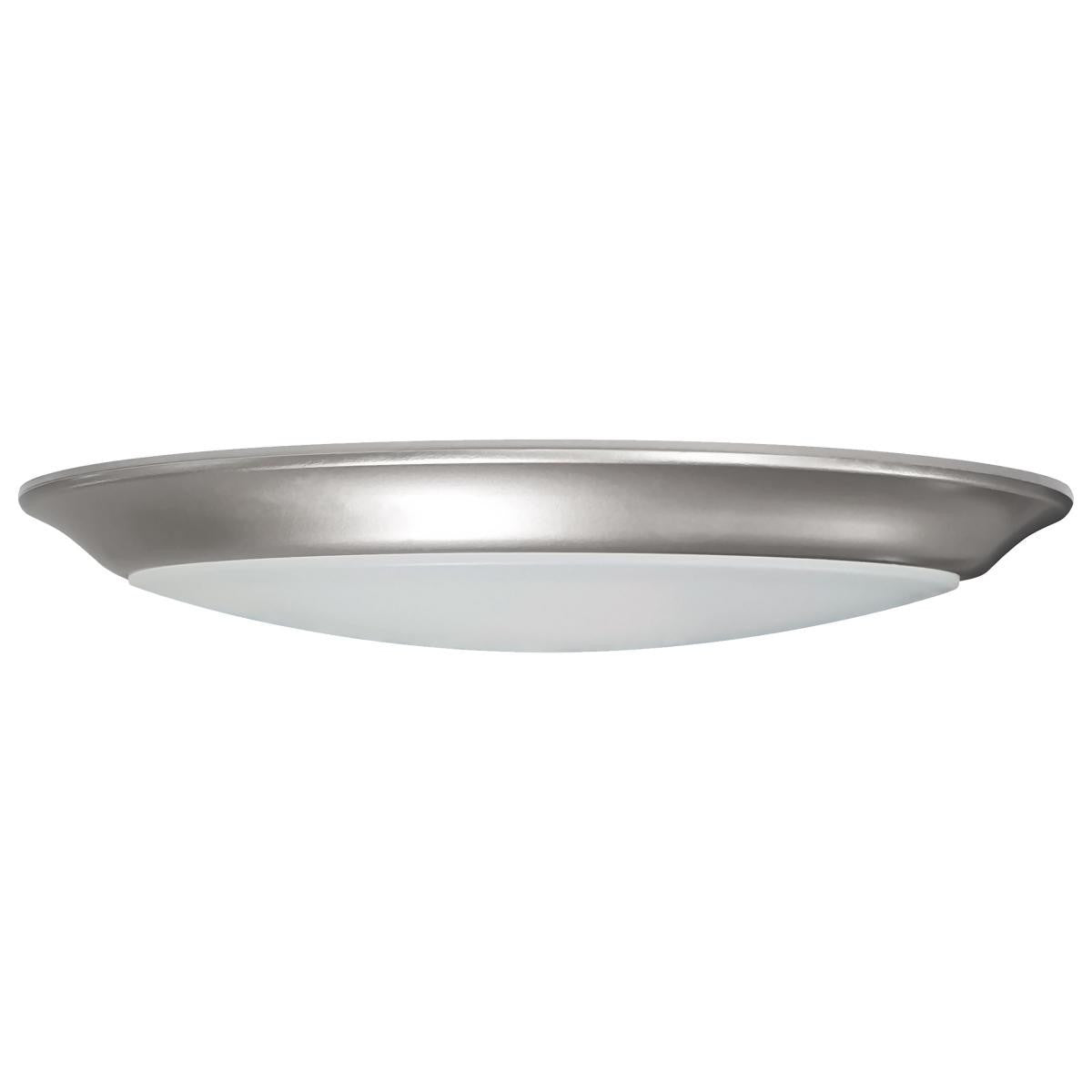 16 Watt LED Disk Ceiling Light - 10 Inch Round - 1300 Lumens - Color Selectable 30K/40K/50K - 120V - Brushed Nickel Finish - Dimmable