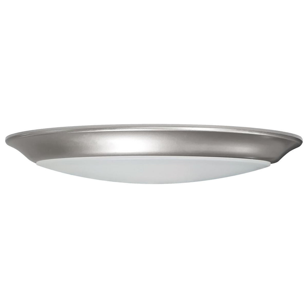 16 Watt LED Disk Ceiling Light - 10 Inch Round - 1300 Lumens - Color Selectable 30K/40K/50K - 120V - Brushed Nickel Finish - Dimmable