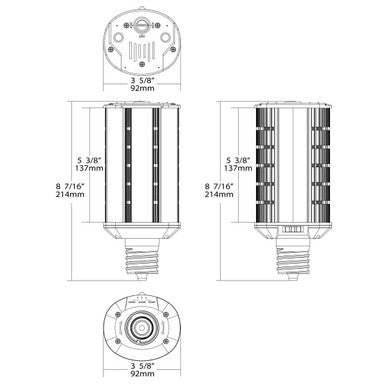 LED Corn Wall Pack Bulb - 20/30/40 Watt Selectable - Wall Pack Retrofit - Up To 6000 Lumens - Color Selectable 30K/40K/50K - 120-277V - E39 Mogul Base - Ballast Bypass