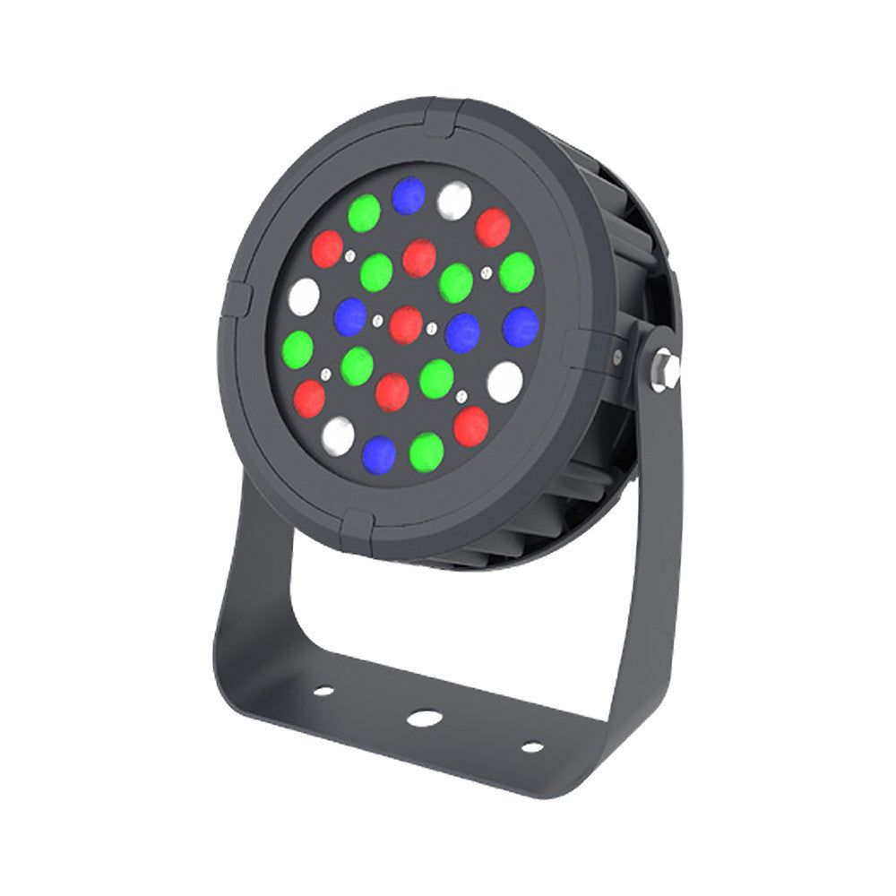 RGBW Color Changing LED Flood Light Black Round Fixture 72W App Controlled