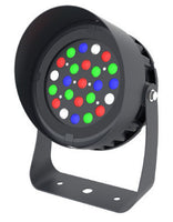RGBW Color Changing LED Flood Light Black Round Fixture 72W App Controlled With Half Glare Shield