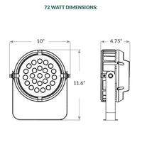 RGBW Color Changing LED Flood Light Black Round Fixture 72W App Controlled With Half Glare Shield