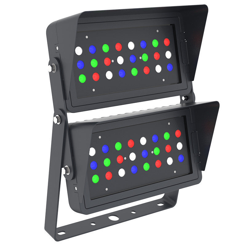 DMX512 Compatible RGBW Color Changing Flood Light Black Square Fixture 144W With Half Glare Shield