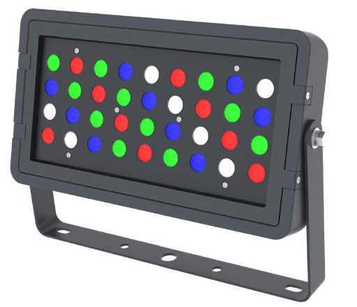 DMX512 Compatible RGBW Color Changing Flood Light Black Square Fixture 96W