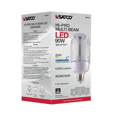 90 Watt LED Highbay Corn Retrofit Bulb - HighBay Retrofit -12600 Lumens - 5000K Daylight - 120-277V - E39 Mogul Base - Ballast Bypass
