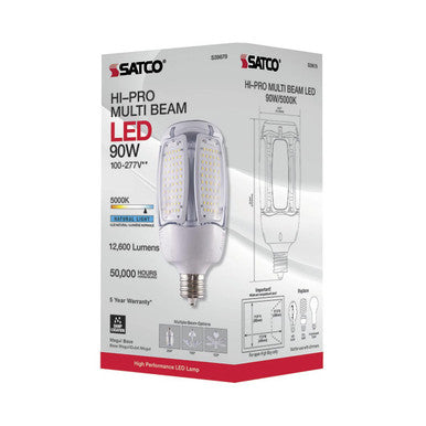 90 Watt LED Highbay Corn Retrofit Bulb - HighBay Retrofit -12600 Lumens - 5000K Daylight - 120-277V - E39 Mogul Base - Ballast Bypass
