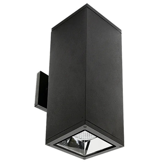 LED Square Cylinder Sconce Wall Light - 40 Watt - 3200 Lumens - Color Selectable 30K/40K/50K - 120V - Black Finish - Dimmable Up/Down Light