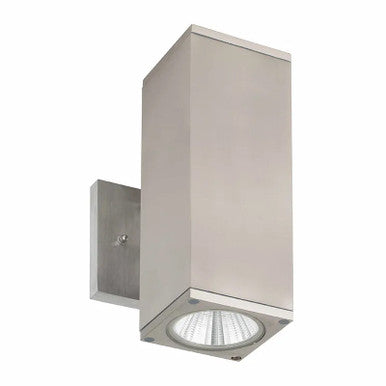 LED Square Cylinder Sconce Wall Light - 24 Watt - 1920 Lumens - Color Selectable 30K/40K/50K - 120V - Brushed Nickel Finish - Dimmable Up/Down Light