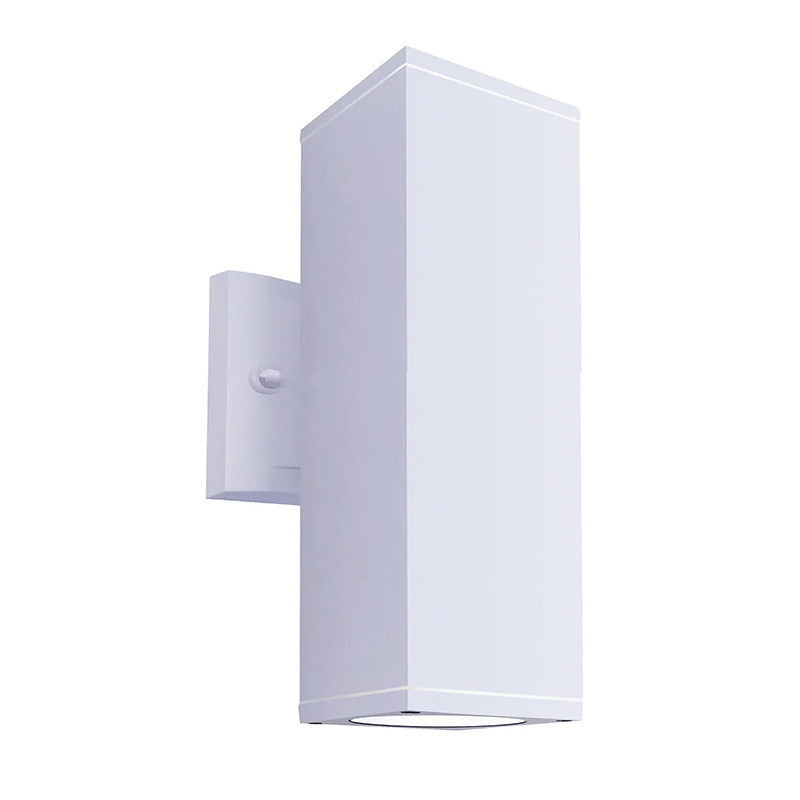 LED Square Cylinder Sconce Wall Light - 24 Watt - 1920 Lumens - Color Selectable 30K/40K/50K - 120V - White Finish - Dimmable Up/Down Light