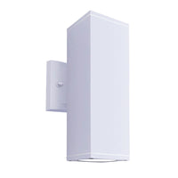LED Square Cylinder Sconce Wall Light - 24 Watt - 1920 Lumens - Color Selectable 30K/40K/50K - 120V - White Finish - Dimmable Up/Down Light