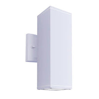 LED Square Cylinder Sconce Wall Light - 24 Watt - 1920 Lumens - Color Selectable 30K/40K/50K - 120V - White Finish - Dimmable Up/Down Light
