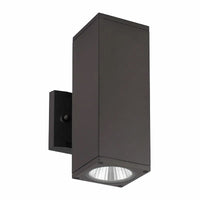LED Square Cylinder Sconce Wall Light - 24 Watt - 1920 Lumens - Color Selectable 30K/40K/50K - 120V - Bronze Finish - Dimmable Up/Down Light