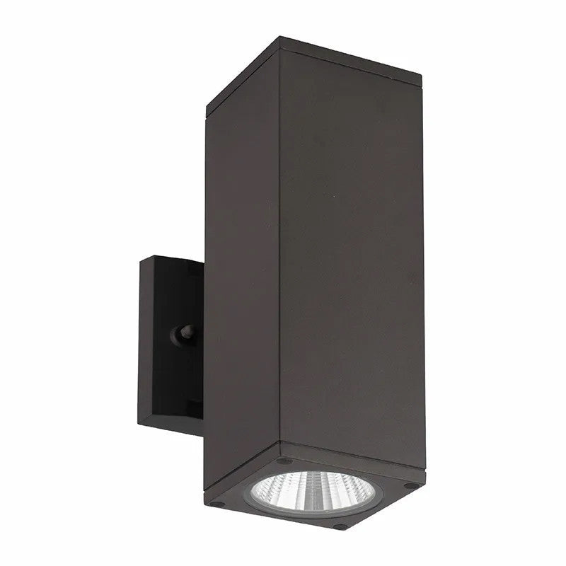 LED Square Cylinder Sconce Wall Light - 24 Watt - 1920 Lumens - Color Selectable 30K/40K/50K - 120V - Bronze Finish - Dimmable Up/Down Light