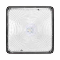 Square LED Canopy Light - Watt Selectable 60W/47W/36W/24W Ceiling or Conduit Mount - Up To 8000 Lumens - Color Selectable 30K/40K/50K - 120-277V - Bronze
