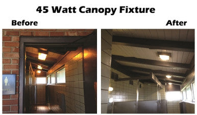Square LED Canopy Light With Emergency Battery Back-Up - Watt Selectable 60W/47W/36W/24W Ceiling or Conduit Mount - Up To 8000 Lumens - Color Selectable 30K/40K/50K - 120-277V - Bronze