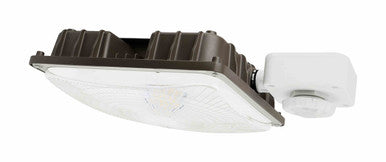 Square LED Canopy Light with PIR Motion Sensor - Watt Selectable 60W/47W/36W/24W Ceiling or Conduit Mount - Up To 8000 Lumens - Color Selectable 30K/40K/50K - 120-277V - Bronze