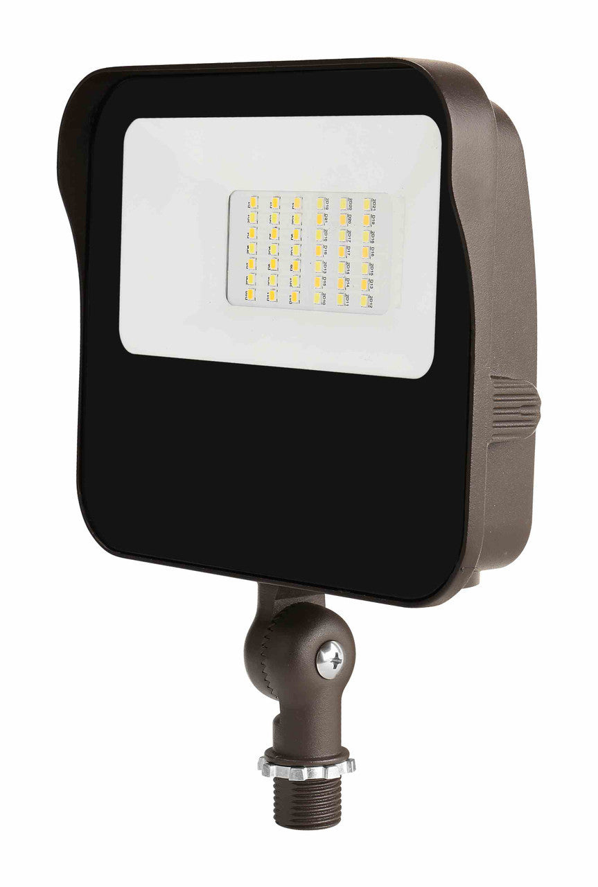 LED Landscape Floods - Watt Selectable - 27/20/15/11W - Color Selectable 30K/40K/50K - 3600 Max Lumens - Knuckle Mount - Bronze Finish - Integrated Photocell