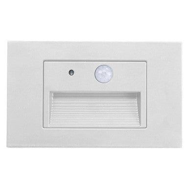 LED Step Lights - 3W - 12V - Color Temperature Selectable 30K/40K/50K - Baffle Style - Recess Mount - PIR Sensor - White Finish