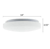 14 Inch LED Mushroom Light - 20 Watt - 1330 Lumens - Color Temperature Selectable 30/40/50K  - 120V - Dimmable - White