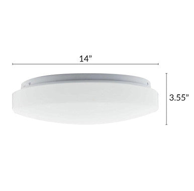 14 Inch LED Mushroom Light - 20 Watt - 1330 Lumens - Color Temperature Selectable 30/40/50K  - 120V - Dimmable - White