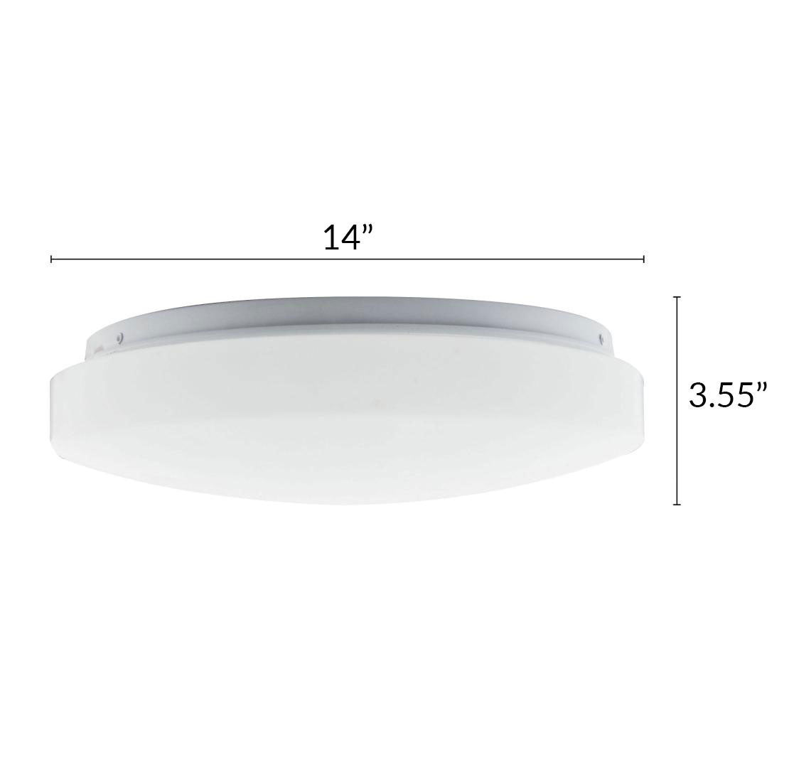 14 Inch LED Mushroom Light - 20 Watt - 1330 Lumens - Color Temperature Selectable 30/40/50K  - 120V - With Motion Sensor - White