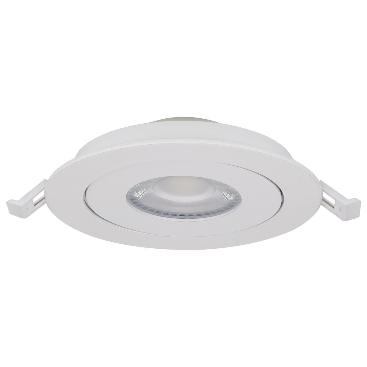 4 Inch Round LED Gimbaled Downlight - 9W - 750 Lumens - 120V - Color Temperature Selectable 27K/30K/35K/40K/50K - White Finish - No Recess Can Required