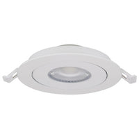 4 Inch Round LED Gimbaled Downlight - 9W - 750 Lumens - 120V - Color Temperature Selectable 27K/30K/35K/40K/50K - White Finish - No Recess Can Required