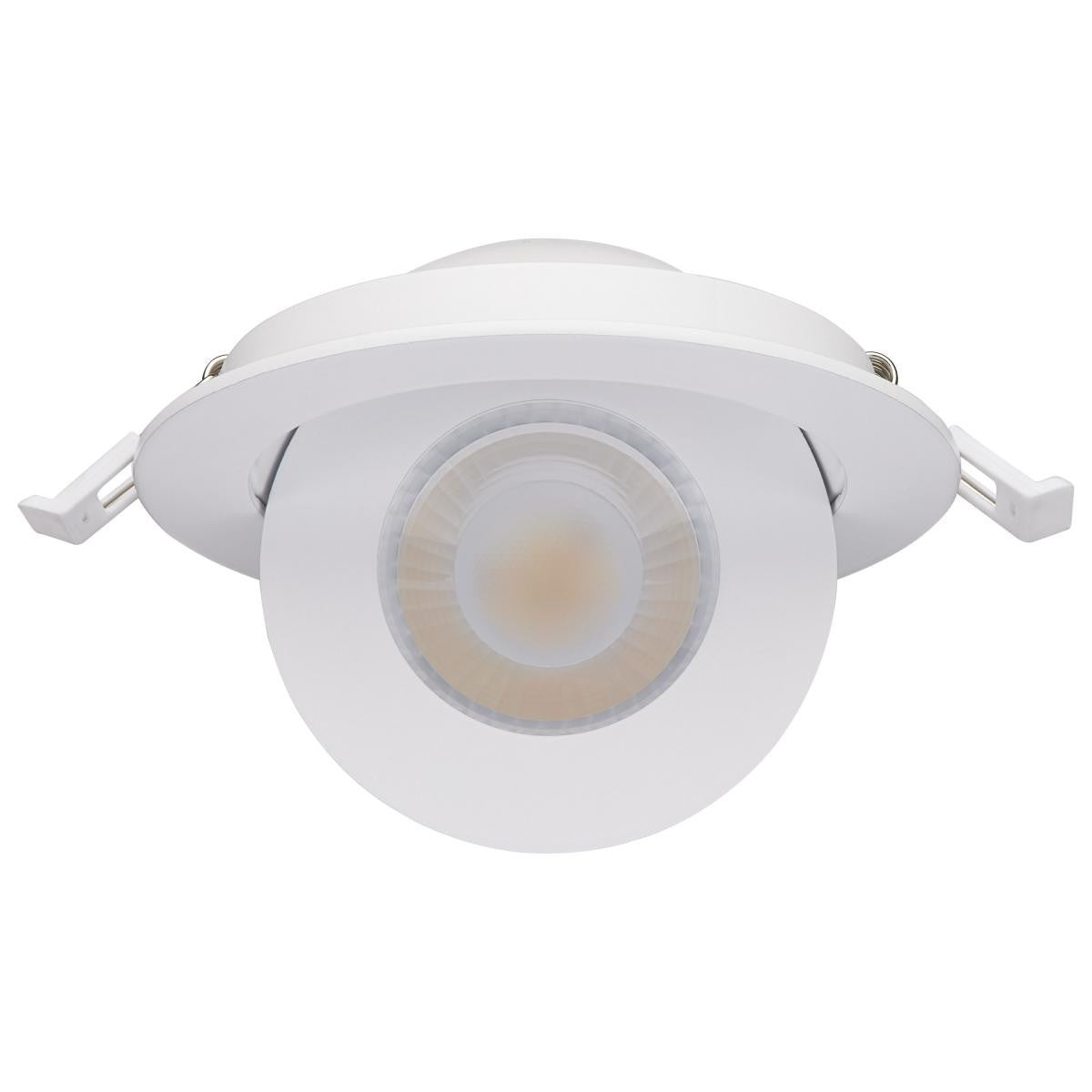 4 Inch Round LED Gimbaled Downlight - 9W - 750 Lumens - 120V - Color Temperature Selectable 27K/30K/35K/40K/50K - White Finish - No Recess Can Required