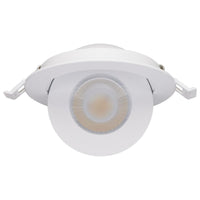 4 Inch Round LED Gimbaled Downlight - 9W - 750 Lumens - 120V - Color Temperature Selectable 27K/30K/35K/40K/50K - White Finish - No Recess Can Required
