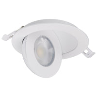 4 Inch Round LED Gimbaled Downlight - 9W - 750 Lumens - 120V - Color Temperature Selectable 27K/30K/35K/40K/50K - White Finish - No Recess Can Required