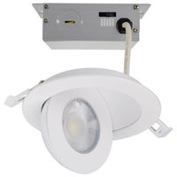 4 Inch Round LED Gimbaled Downlight - 9W - 750 Lumens - 120V - Color Temperature Selectable 27K/30K/35K/40K/50K - White Finish - No Recess Can Required