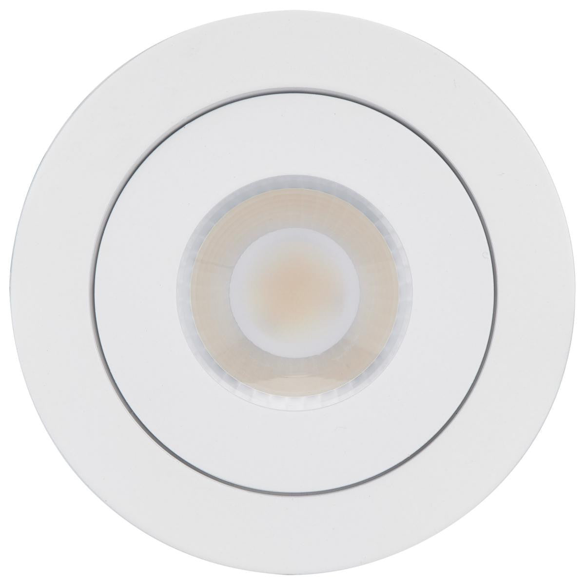 4 Inch Round LED Gimbaled Downlight - 9W - 750 Lumens - 120V - Color Temperature Selectable 27K/30K/35K/40K/50K - White Finish - No Recess Can Required