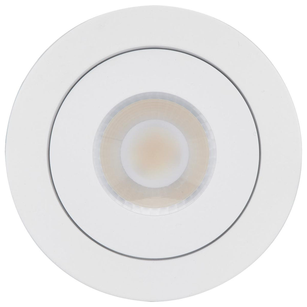 4 Inch Round LED Gimbaled Downlight - 9W - 750 Lumens - 120V - Color Temperature Selectable 27K/30K/35K/40K/50K - White Finish - No Recess Can Required