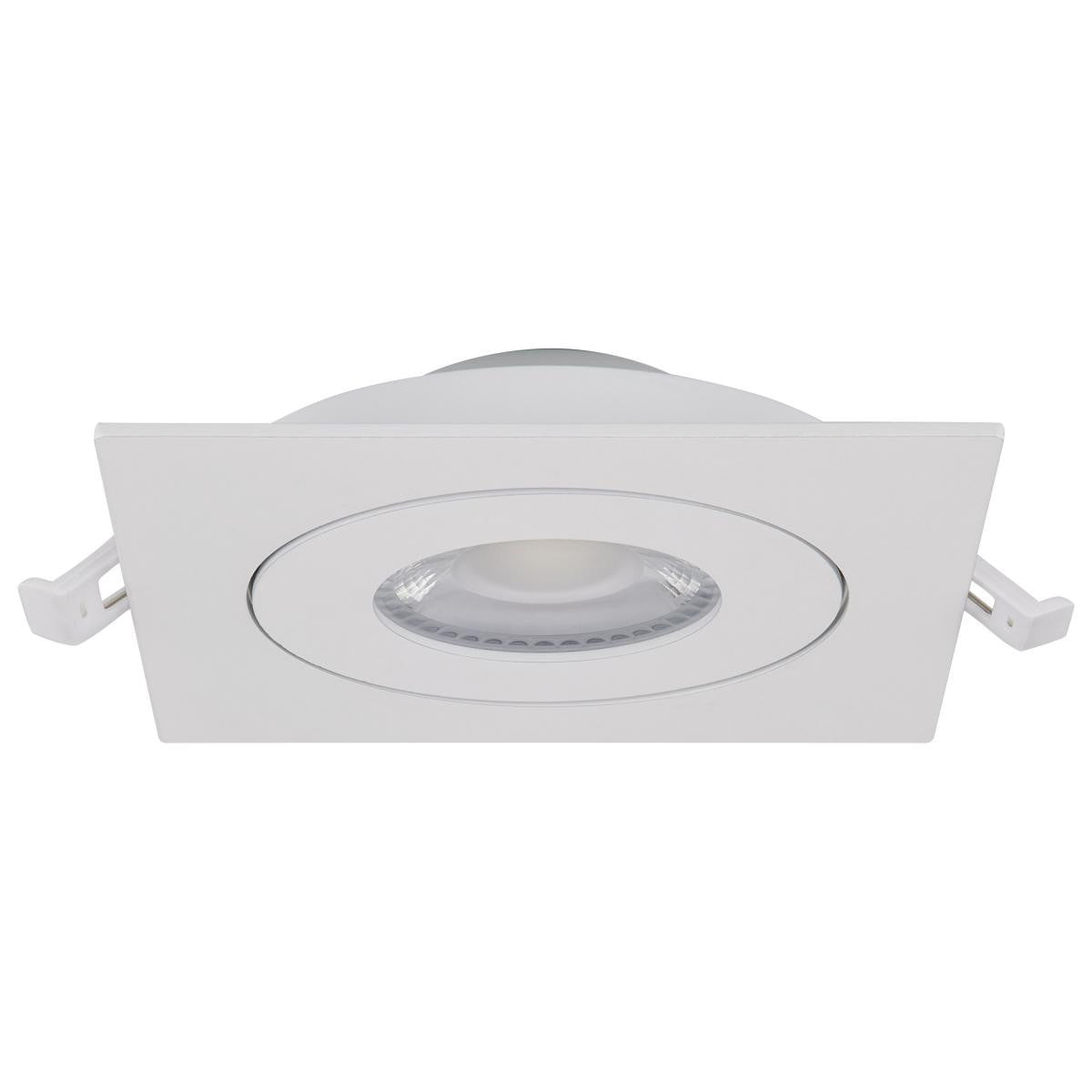 4 Inch Square LED Gimbaled Downlight - 9W - 750 Lumens - 120V - Color Temperature Selectable 27K/30K/35K/40K/50K - White Finish - No Recess Can Required