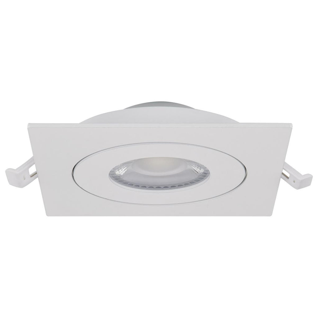 4 Inch Square LED Gimbaled Downlight - 9W - 750 Lumens - 120V - Color Temperature Selectable 27K/30K/35K/40K/50K - White Finish - No Recess Can Required
