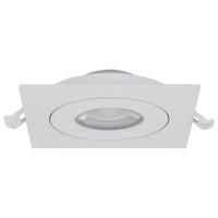 4 Inch Square LED Gimbaled Downlight - 9W - 750 Lumens - 120V - Color Temperature Selectable 27K/30K/35K/40K/50K - White Finish - No Recess Can Required