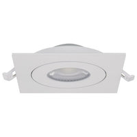 4 Inch Square LED Gimbaled Downlight - 9W - 750 Lumens - 120V - Color Temperature Selectable 27K/30K/35K/40K/50K - White Finish - No Recess Can Required