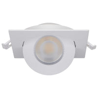 4 Inch Square LED Gimbaled Downlight - 9W - 750 Lumens - 120V - Color Temperature Selectable 27K/30K/35K/40K/50K - White Finish - No Recess Can Required