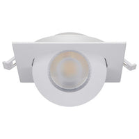 4 Inch Square LED Gimbaled Downlight - 9W - 750 Lumens - 120V - Color Temperature Selectable 27K/30K/35K/40K/50K - White Finish - No Recess Can Required