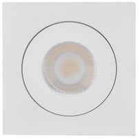 4 Inch Square LED Gimbaled Downlight - 9W - 750 Lumens - 120V - Color Temperature Selectable 27K/30K/35K/40K/50K - White Finish - No Recess Can Required
