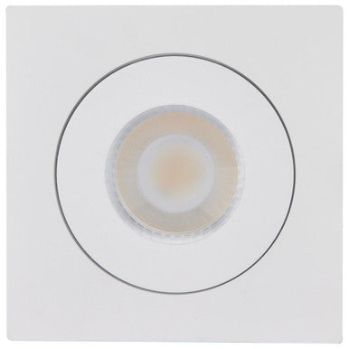 4 Inch Square LED Gimbaled Downlight - 9W - 750 Lumens - 120V - Color Temperature Selectable 27K/30K/35K/40K/50K - White Finish - No Recess Can Required