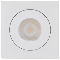 4 Inch Square LED Gimbaled Downlight - 9W - 750 Lumens - 120V - Color Temperature Selectable 27K/30K/35K/40K/50K - White Finish - No Recess Can Required