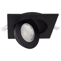 4 Inch Square LED Gimbaled Downlight - 9W - 750 Lumens - 120V - Color Temperature Selectable 27K/30K/35K/40K/50K - Black Finish - No Recess Can Required