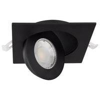 4 Inch Square LED Gimbaled Downlight - 9W - 750 Lumens - 120V - Color Temperature Selectable 27K/30K/35K/40K/50K - Black Finish - No Recess Can Required