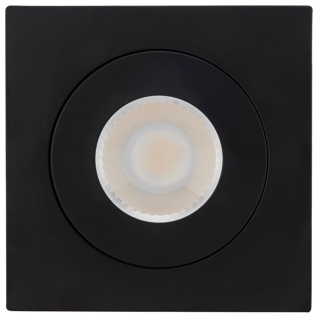 4 Inch Square LED Gimbaled Downlight - 9W - 750 Lumens - 120V - Color Temperature Selectable 27K/30K/35K/40K/50K - Black Finish - No Recess Can Required